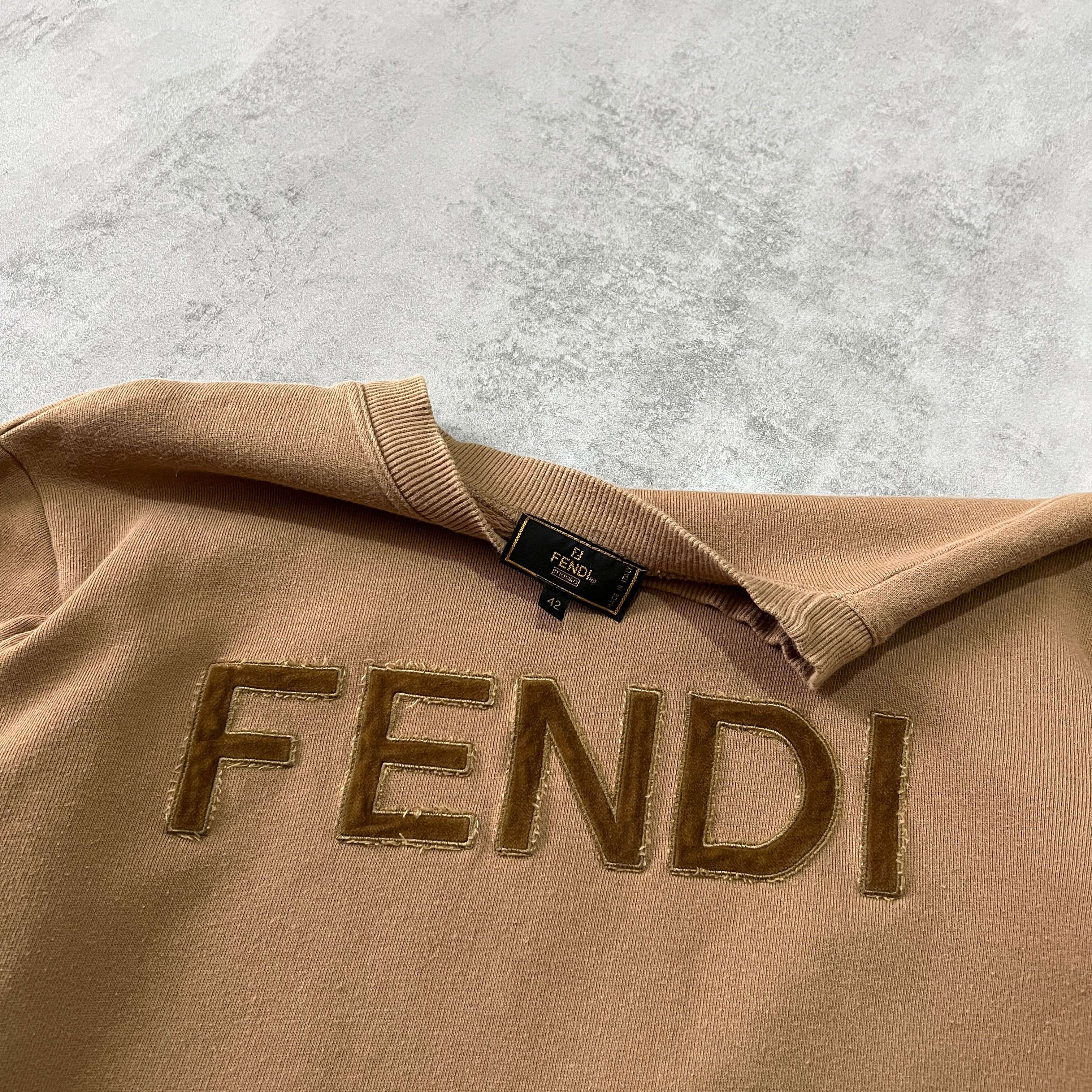 Fendi RARE 1990s embroidered BROWN sweatshirt (M)