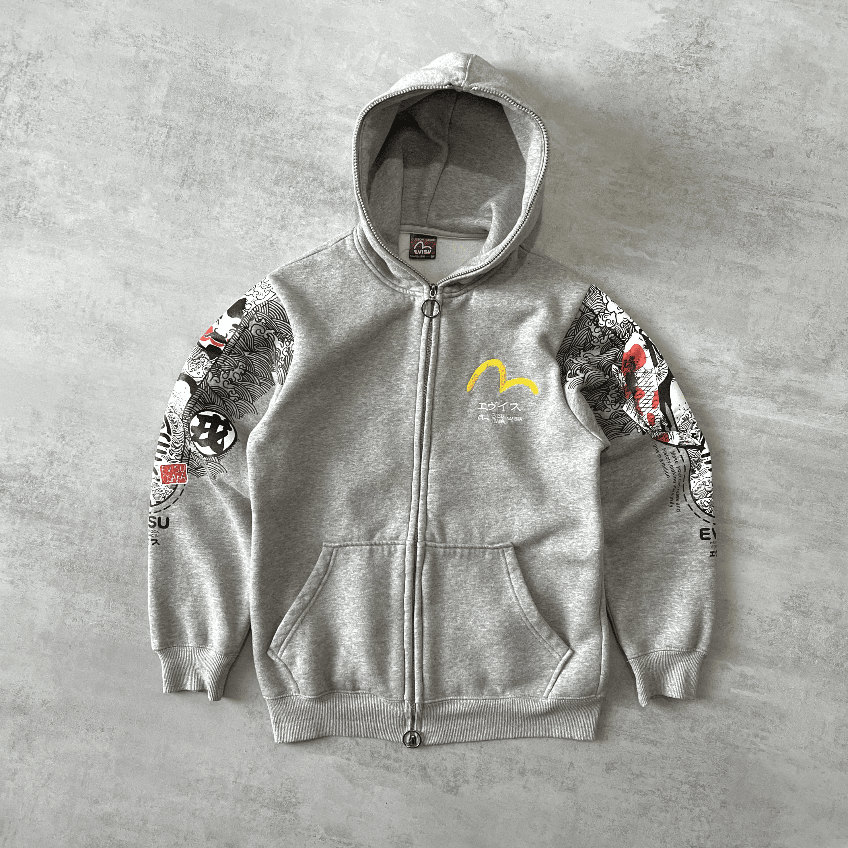 Evisu RARE 1990s zip heavyweight emboredired hoodie (M)