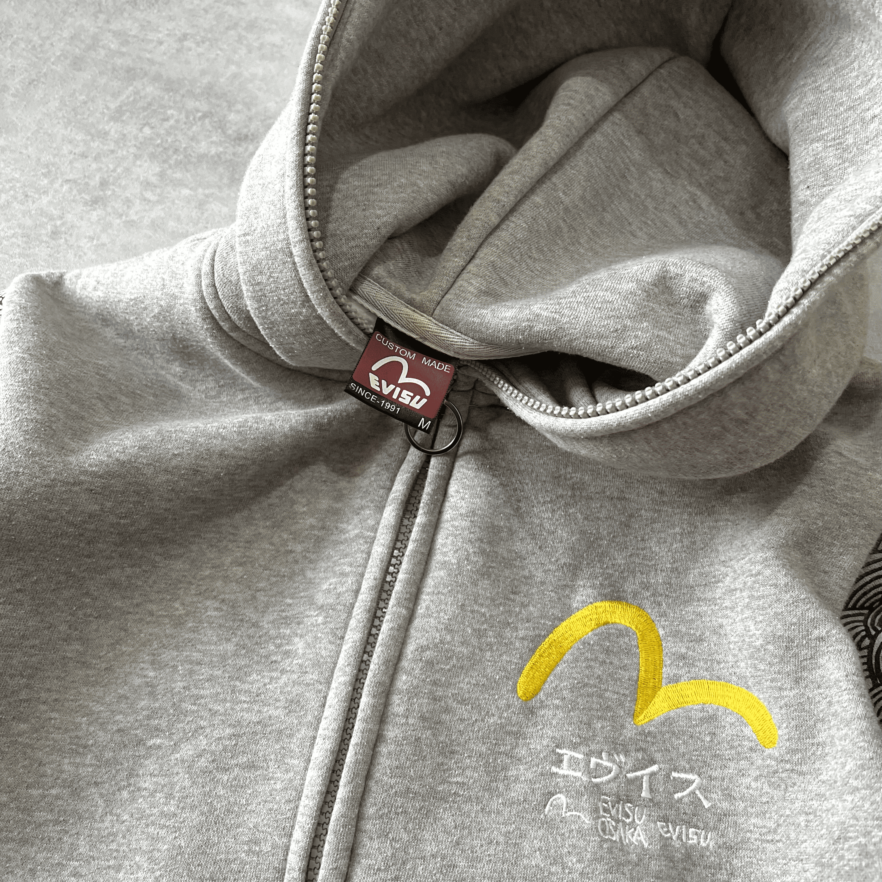 Evisu RARE 1990s zip heavyweight emboredired hoodie (M)