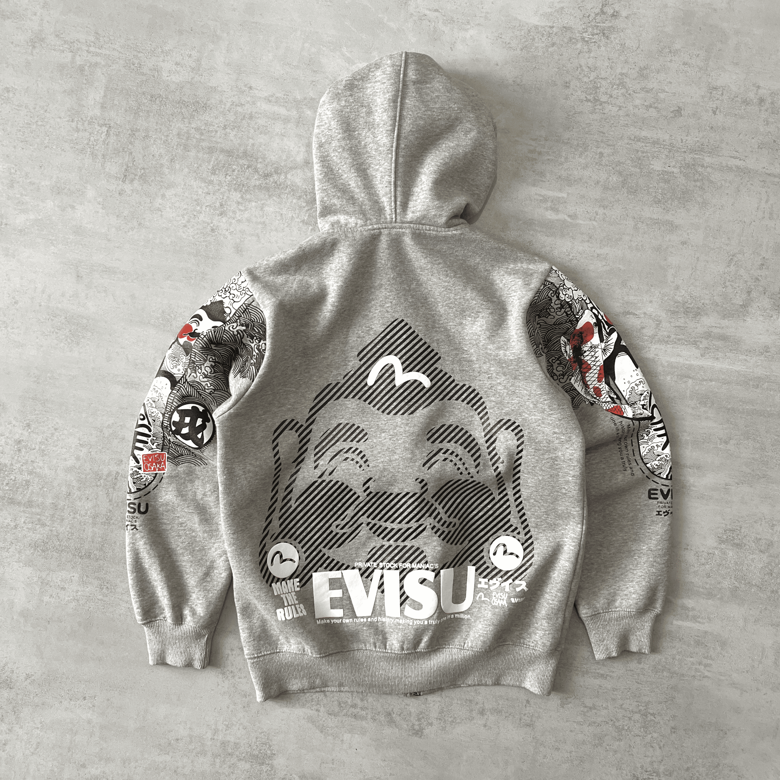 Evisu RARE 1990s zip heavyweight emboredired hoodie (M)