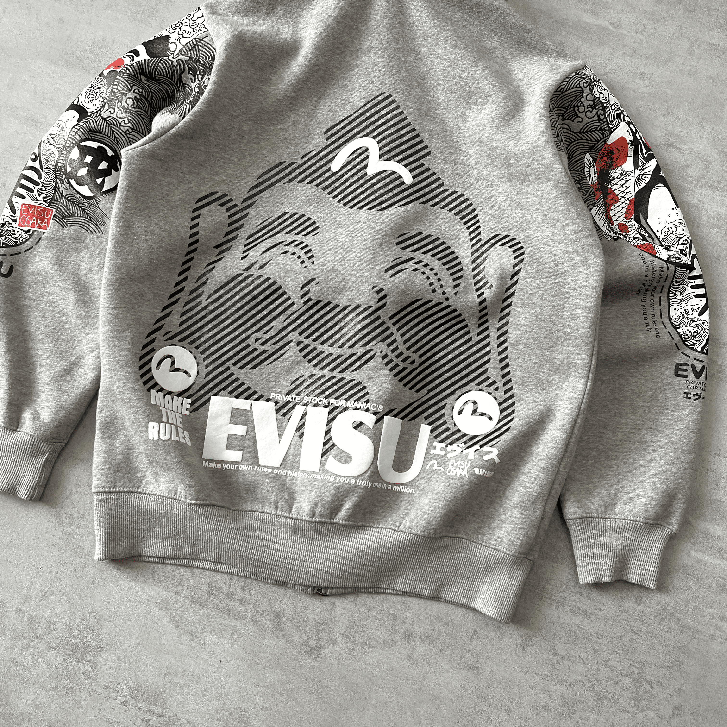 Evisu RARE 1990s zip heavyweight emboredired hoodie (M)