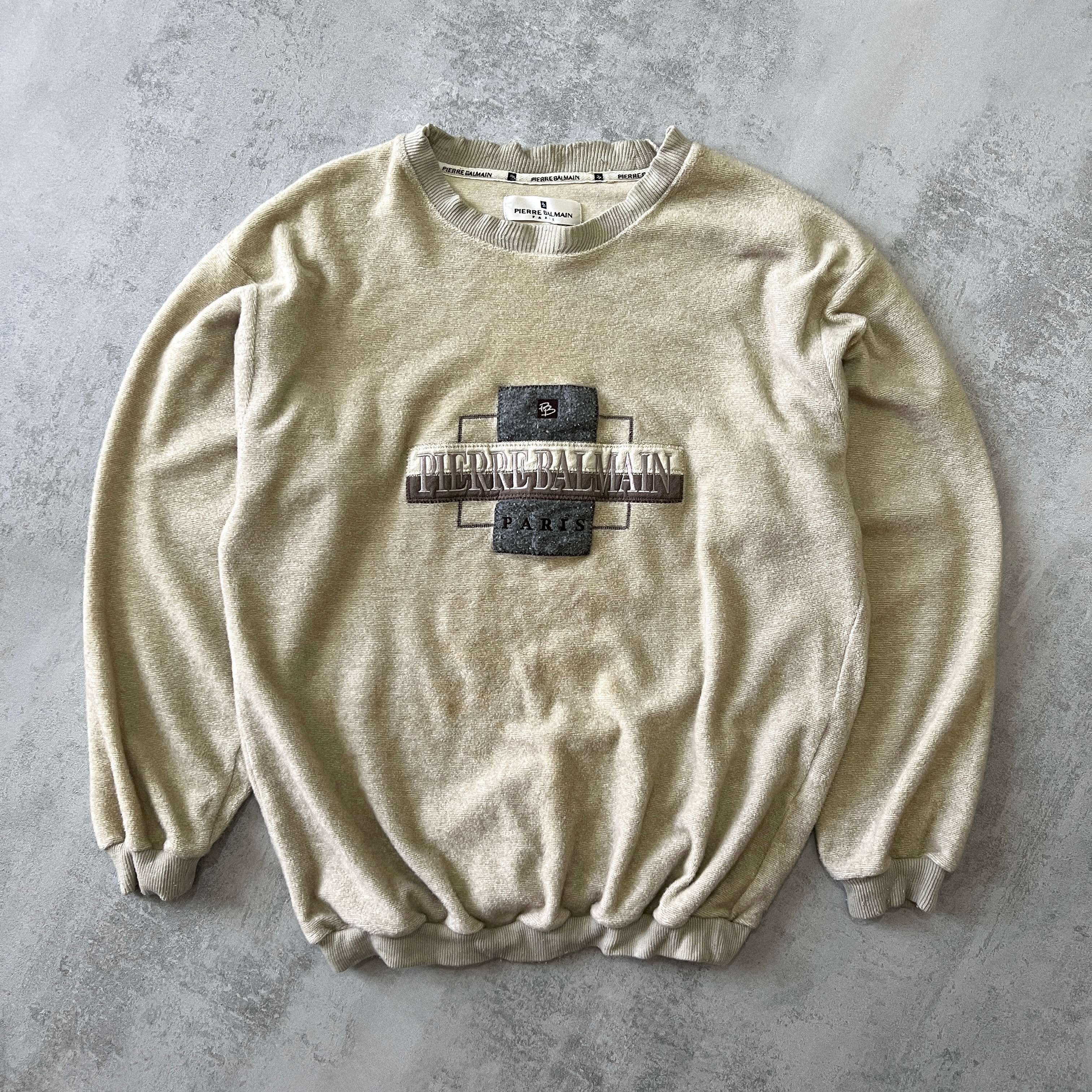 Pierre Balmain RARE 1990s heavyweight embroidered sweatshirt (M)