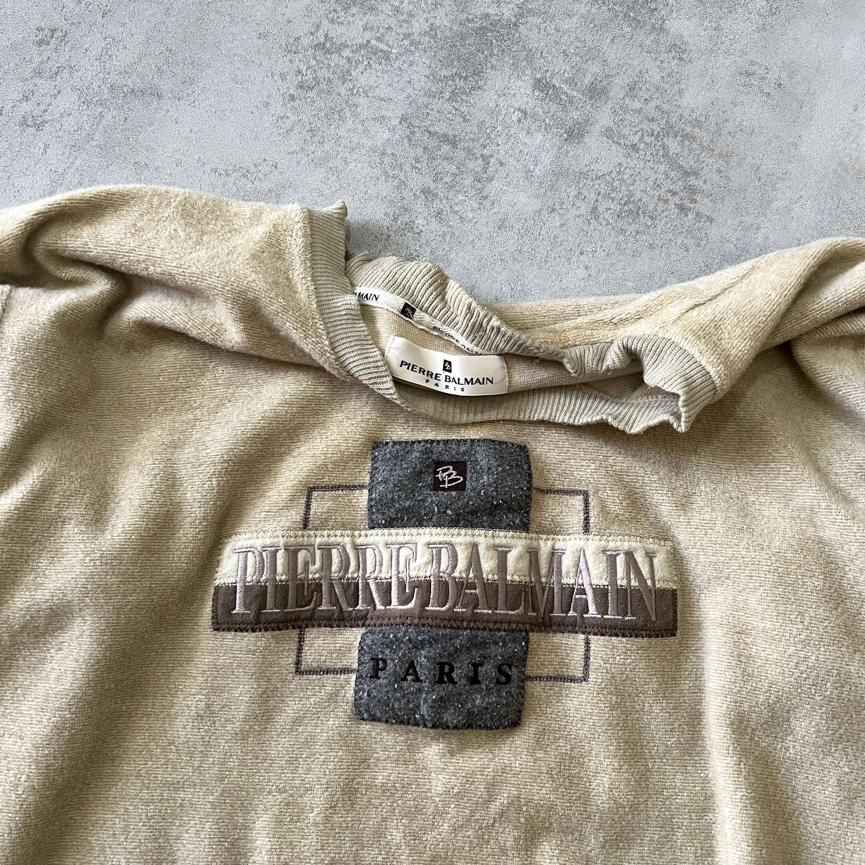 Pierre Balmain RARE 1990s heavyweight embroidered sweatshirt (M)