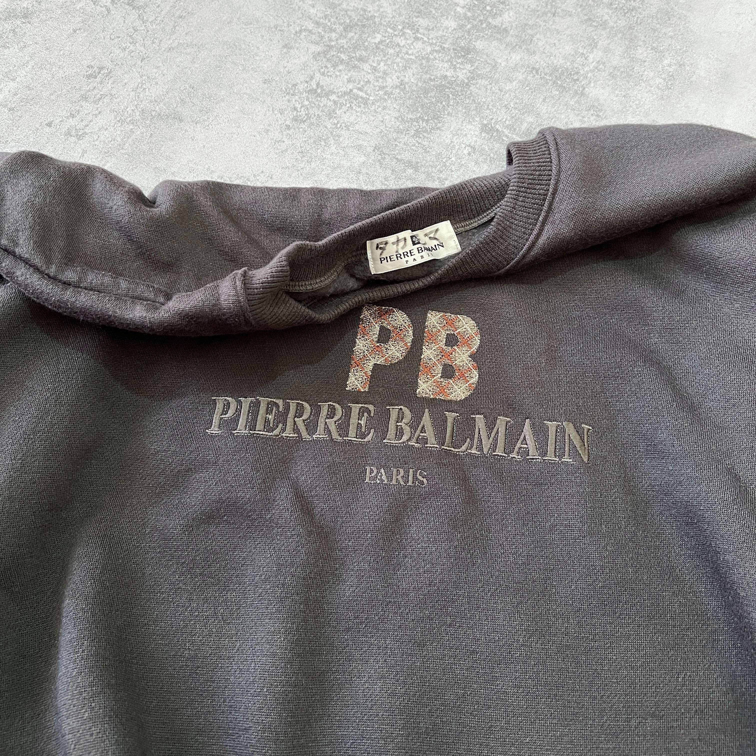 Pierre Balmain RARE 1990s heavyweight embroidered sweatshirt (M)