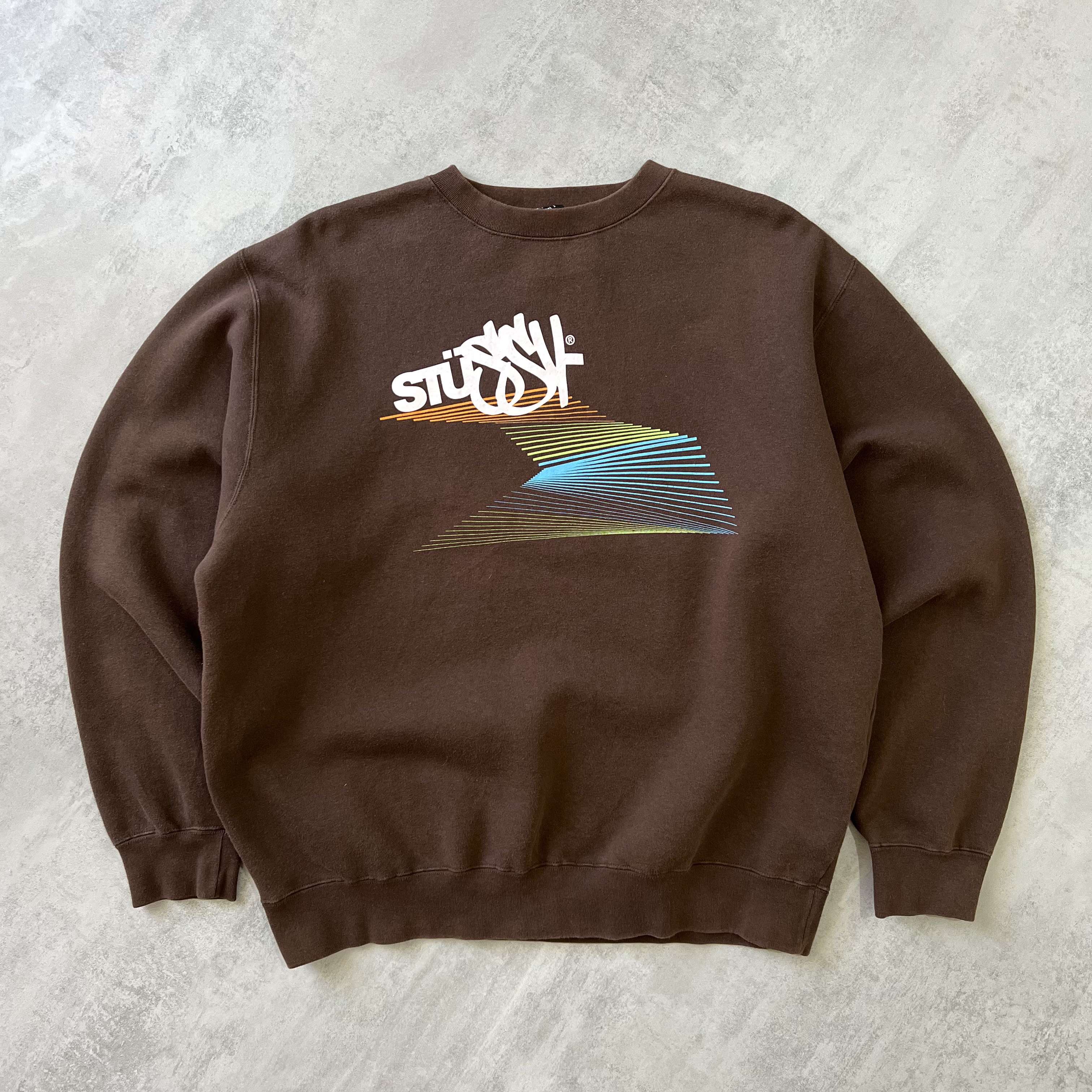 Stussy 2000s heavyweight embroidered BROWN sweatshirt (L)