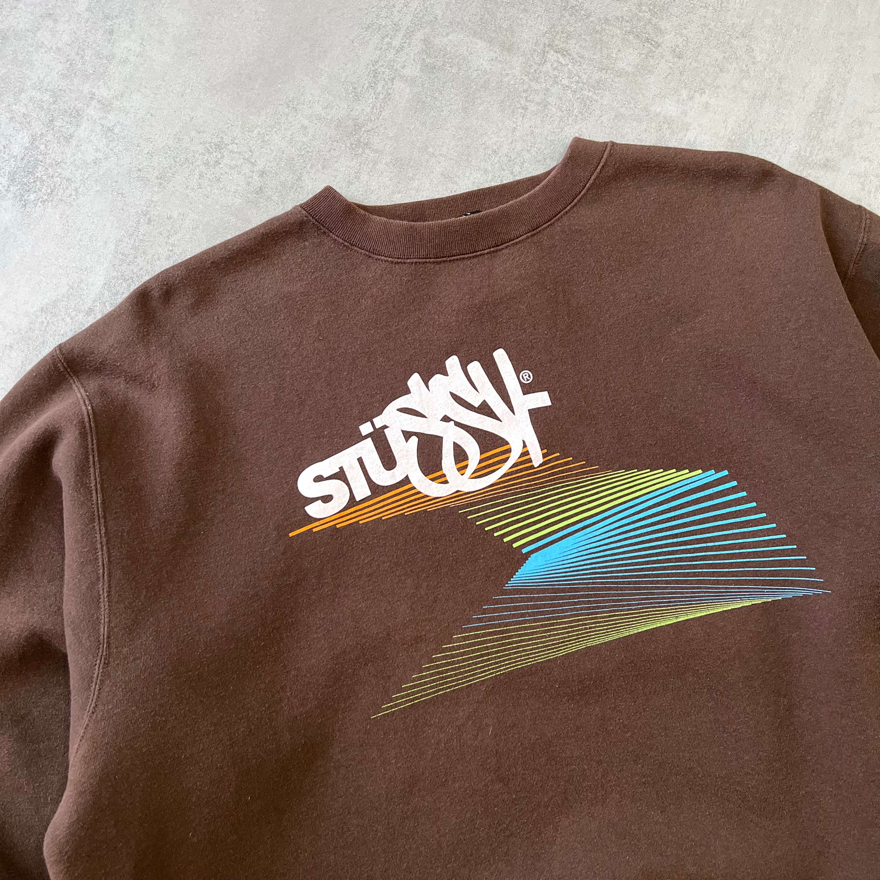 Stussy 2000s heavyweight embroidered BROWN sweatshirt (L)