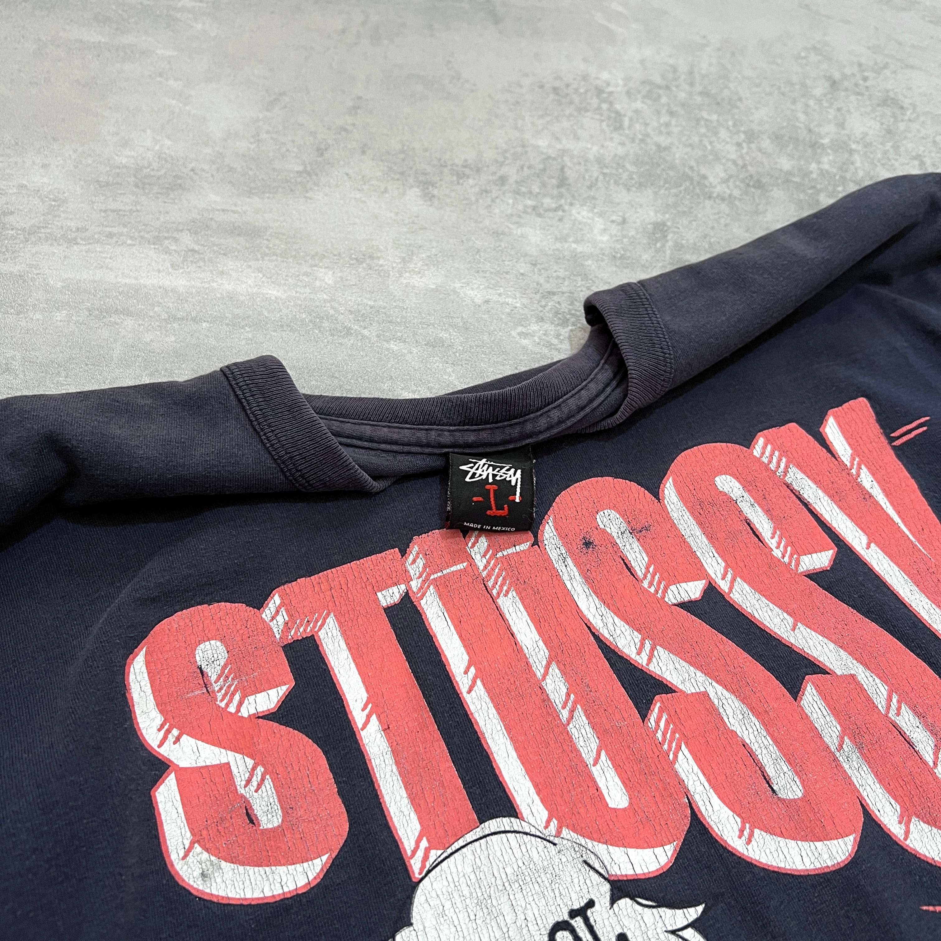 Stussy 2000s heavyweight longsleeve graphic t-shirt (L)