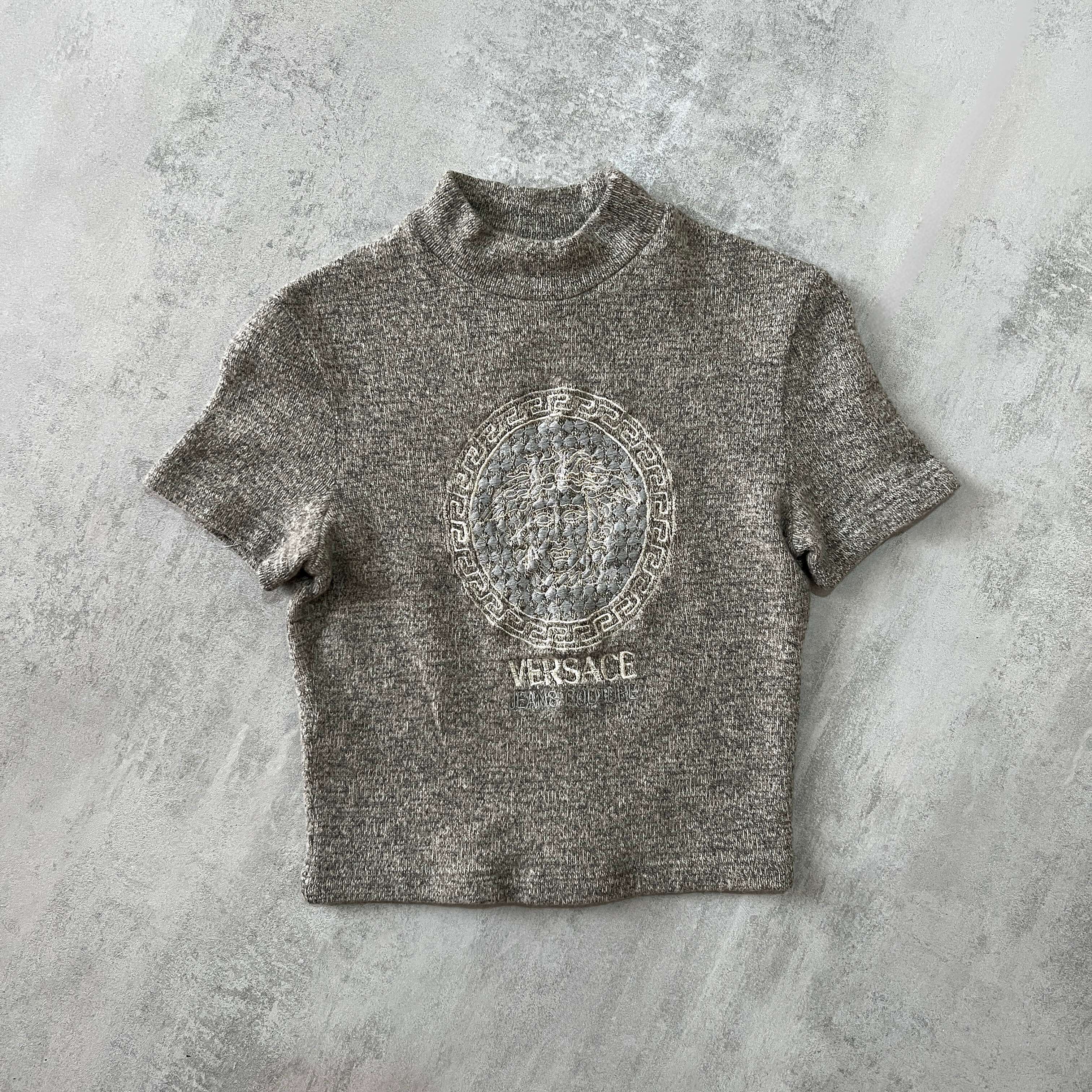 Versace RARE 1990s heavyweight spellout croptop (M)