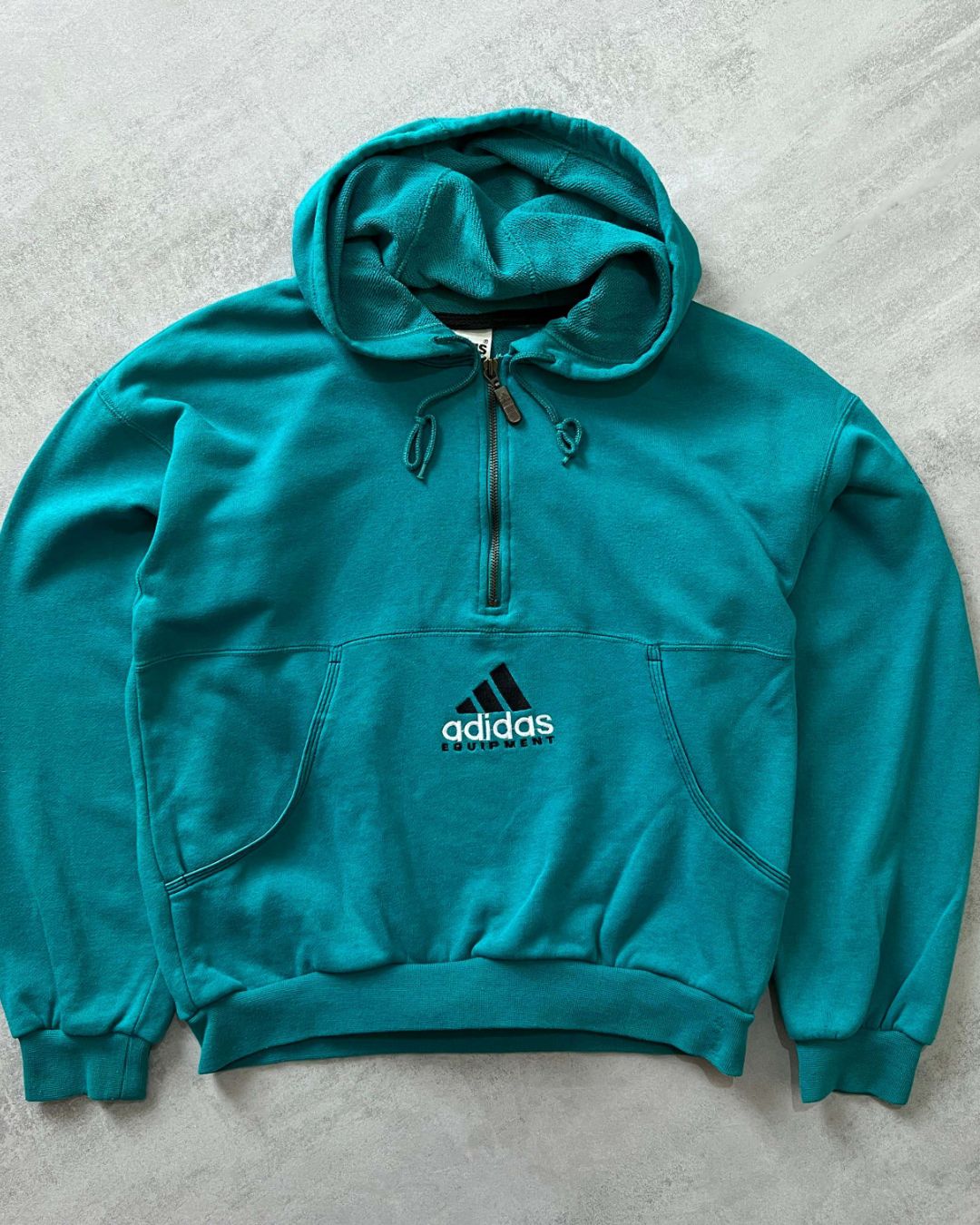 Adidas Equipment 1990s 1/4 zip heavyweight embroidered hoodie (S)
