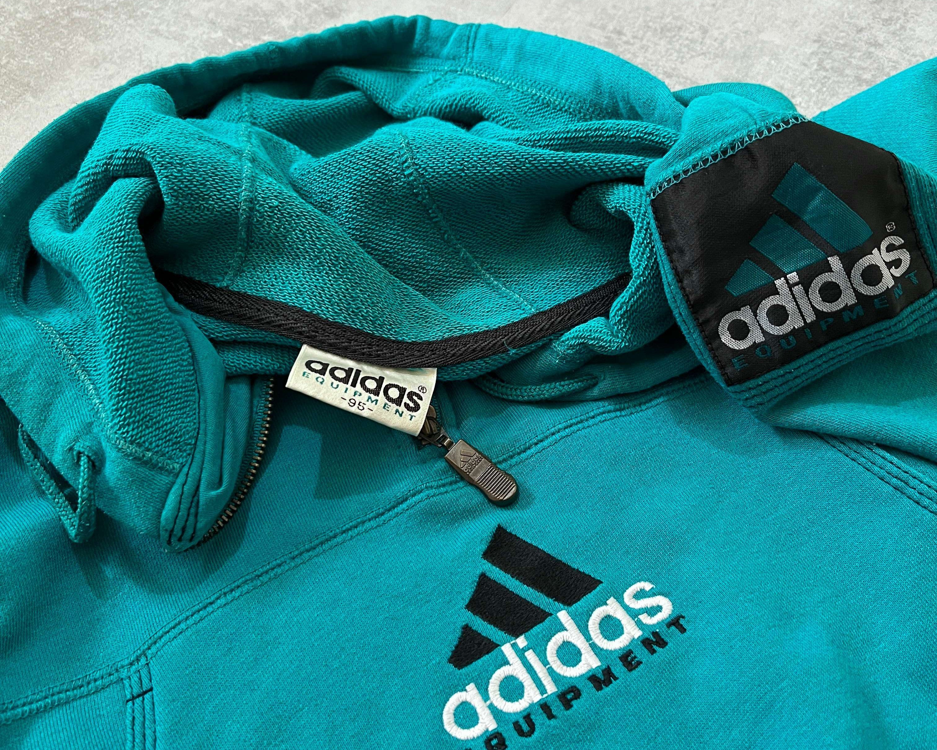 Adidas Equipment 1990s 1/4 zip heavyweight embroidered hoodie (S)