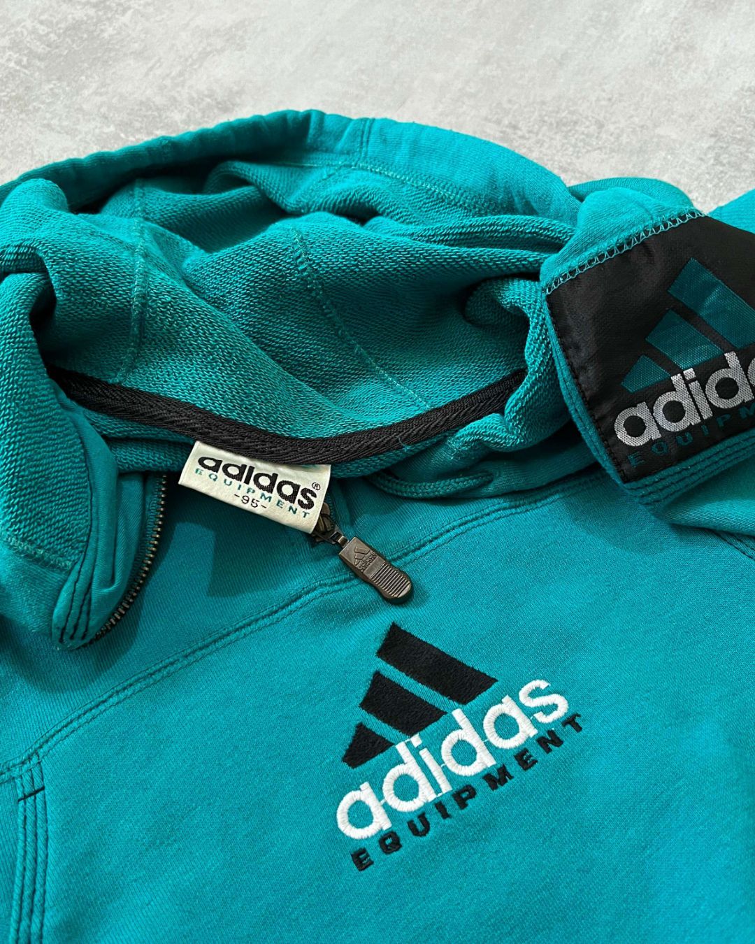 Adidas Equipment 1990s 1/4 zip heavyweight embroidered hoodie (S)