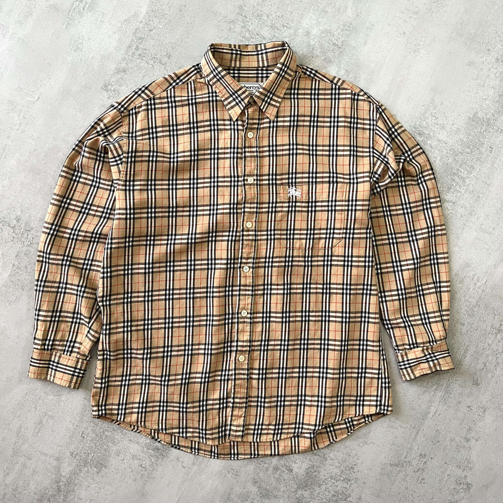 Burberry's 1990s nova check shirt long-sleeves (L)