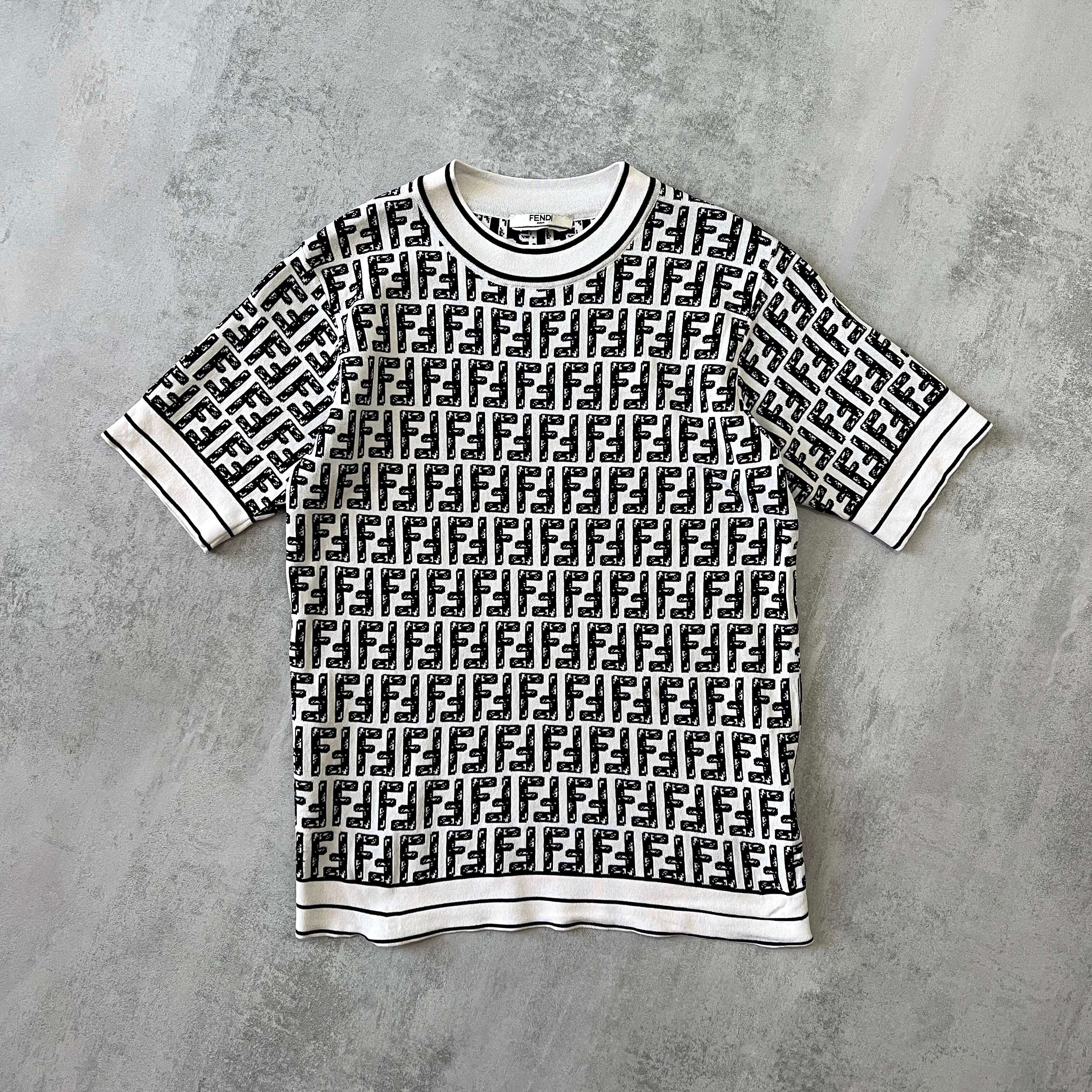 Fendi 1990s women's knitted monogram crop t-shirt (M)