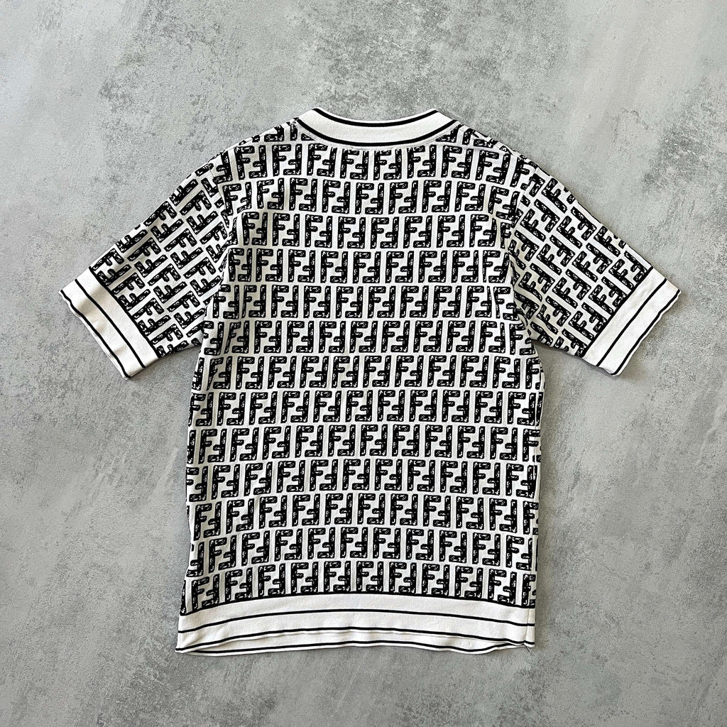 Fendi 1990s women's knitted monogram crop t-shirt (M)