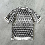 Fendi 1990s women's knitted monogram crop t-shirt (M)
