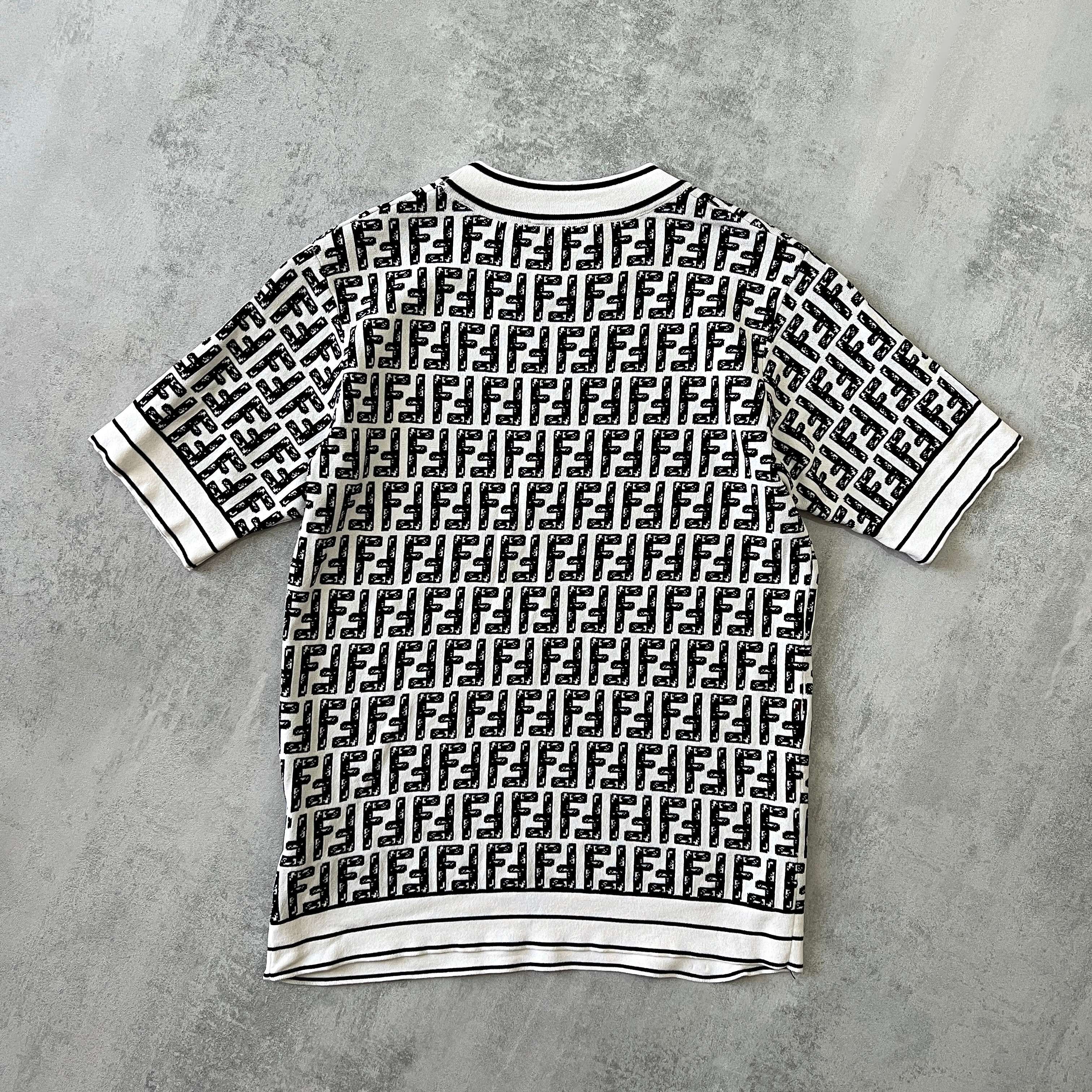 Fendi 1990s women's knitted monogram crop t-shirt (M)