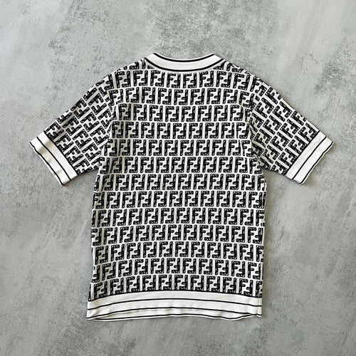 Fendi 1990s women's knitted monogram crop t-shirt (M)