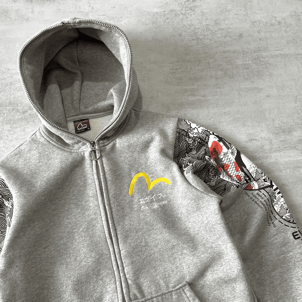 Evisu RARE 1990s zip heavyweight emboredired hoodie (M)