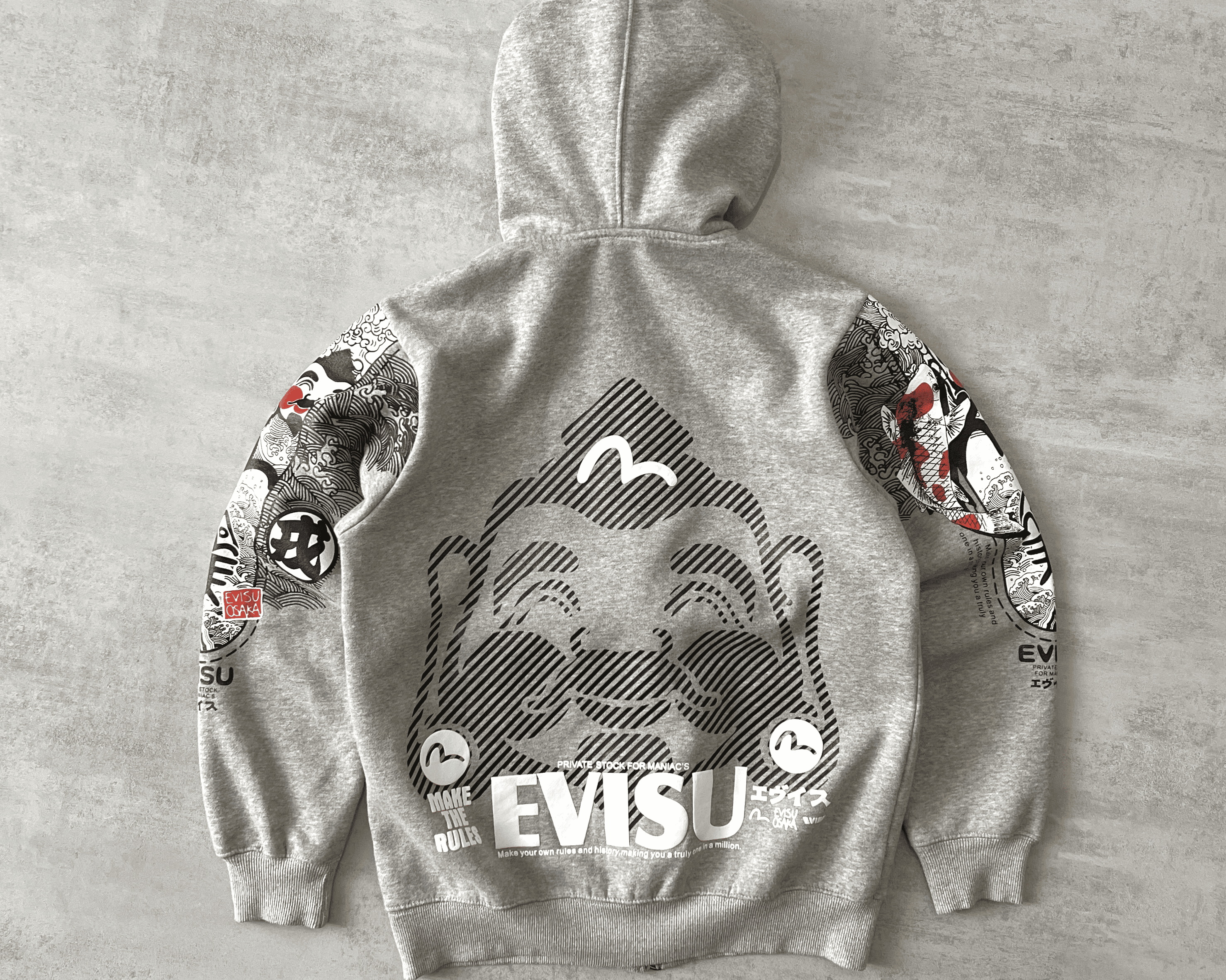Evisu RARE 1990s zip heavyweight embroidered hoodie (M)