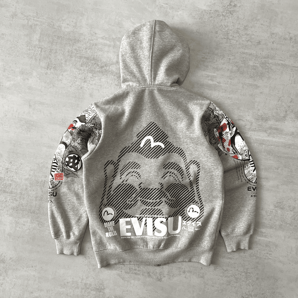 Evisu RARE 1990s zip heavyweight emboredired hoodie (M)