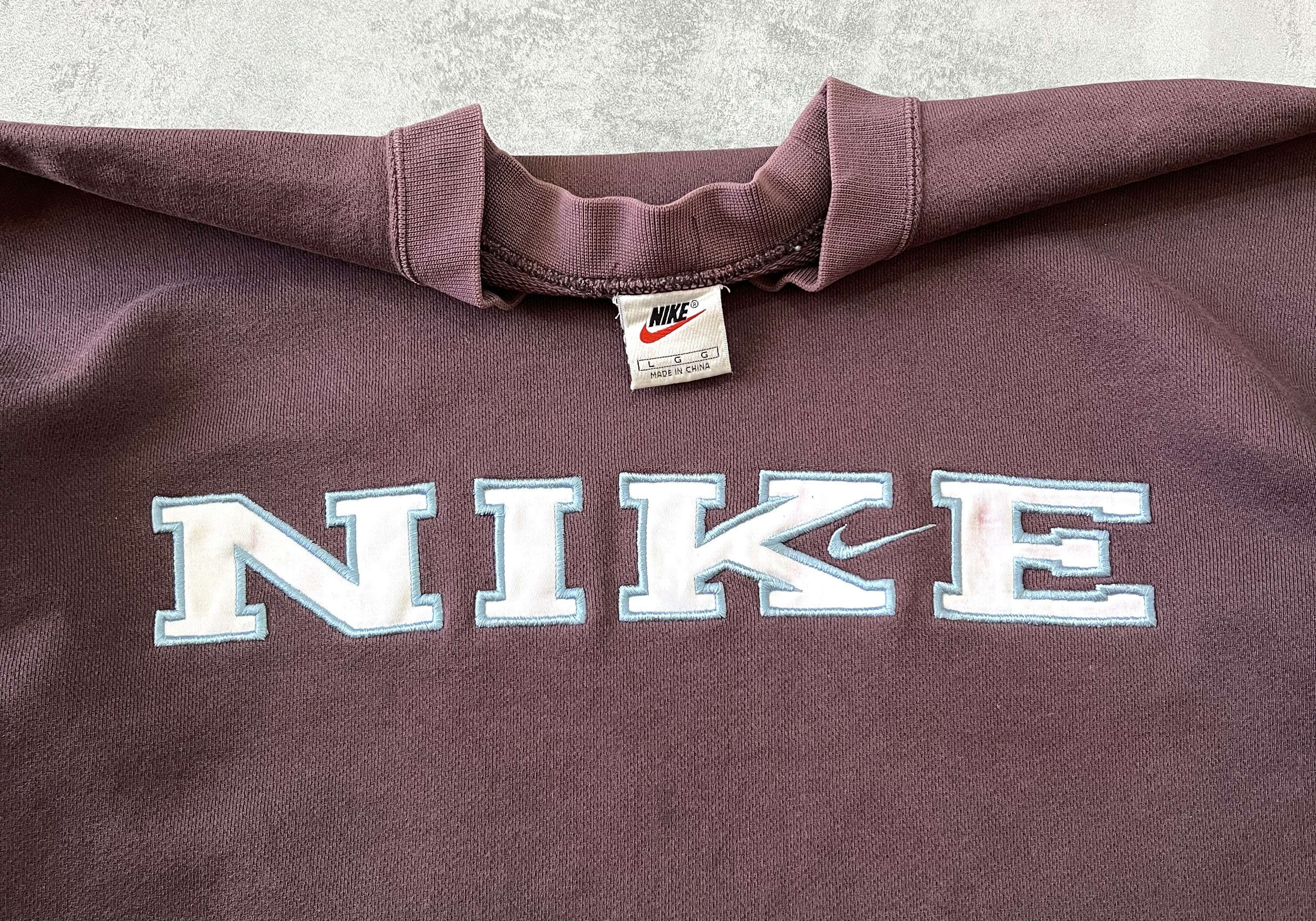 Nike RARE 1990s heavyweight embroidered BROWN sweatshirt (L)