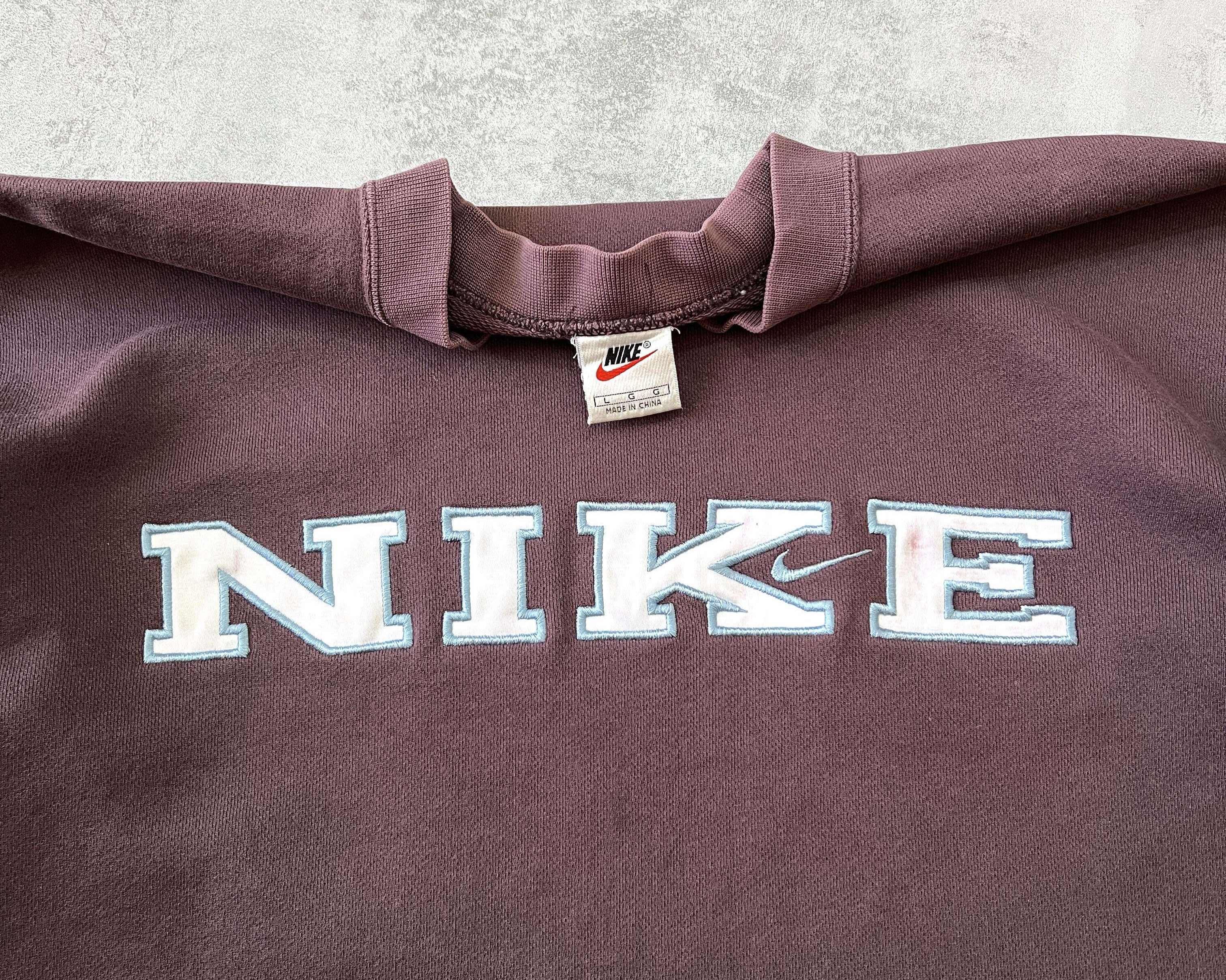 Nike RARE 1990s heavyweight embroidered BROWN sweatshirt (L)