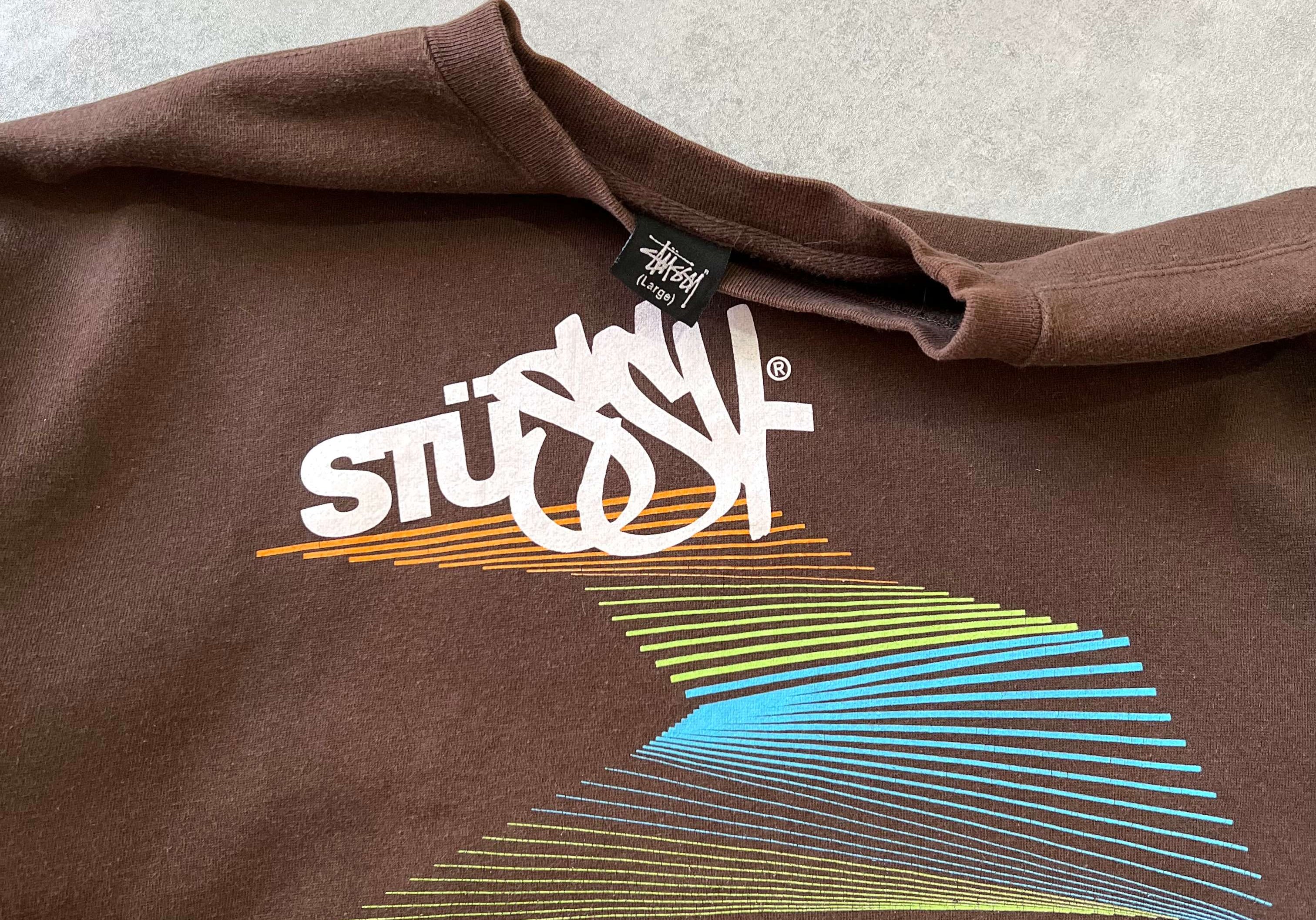Stussy 2000s heavyweight embroidered BROWN sweatshirt (L)