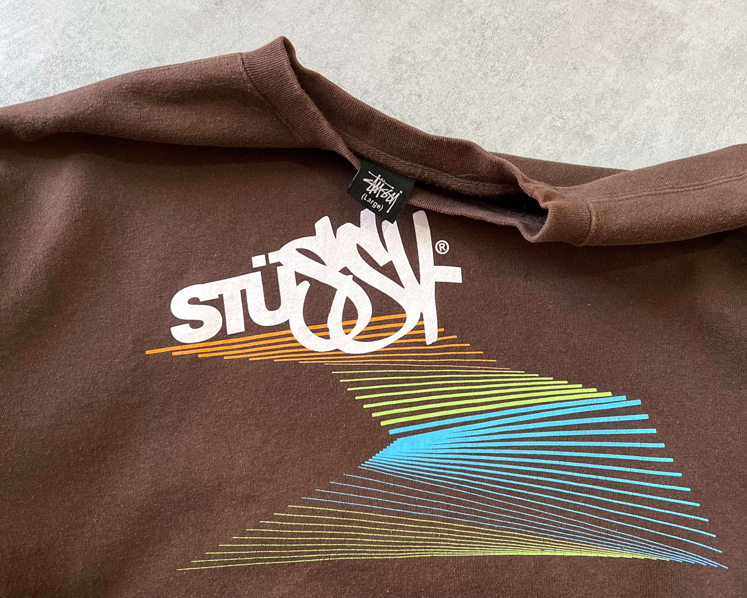 Stussy 2000s heavyweight embroidered BROWN sweatshirt (L)