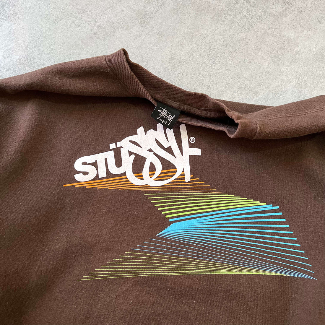 Stussy 2000s heavyweight embroidered BROWN sweatshirt (L)